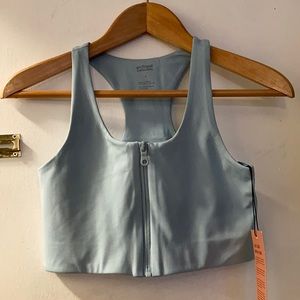 Girlfriend Collective Paloma Zip Up Sports Bra in Sky